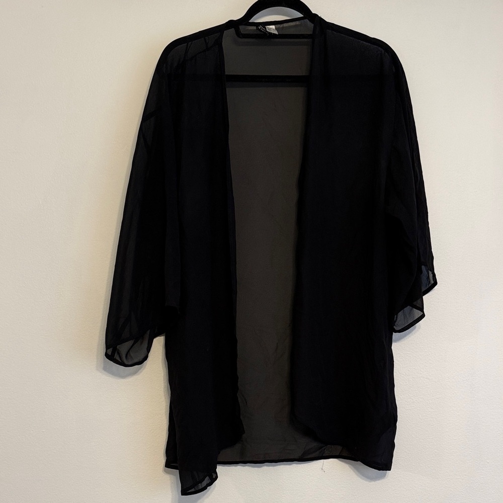 Black Sheer Kimono Cardigan
